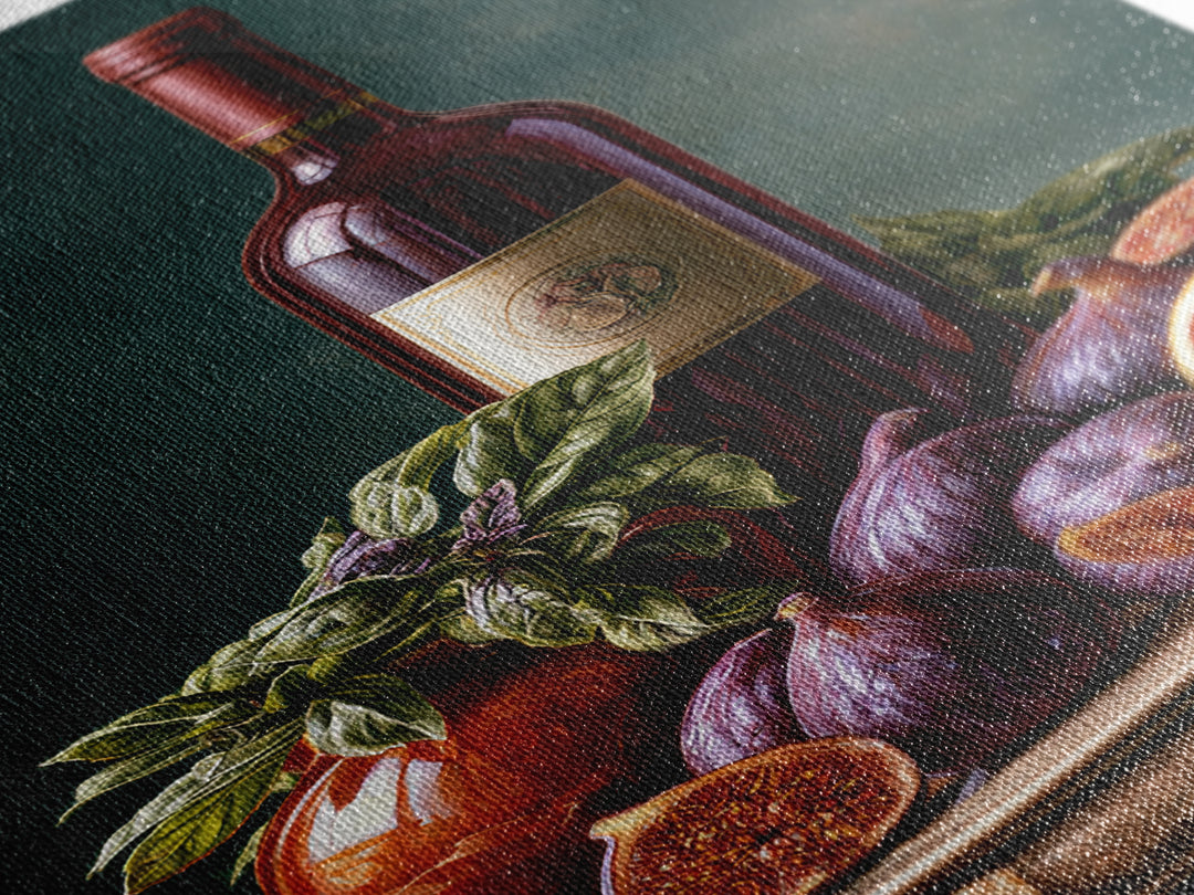 Wine Bottle and Figs Canvas Print, Restaurant Art, Canvas Wall Art, Restaurant Decor, Fine Art, Bistro, Bedroom Wall Art, RES-2x3-9