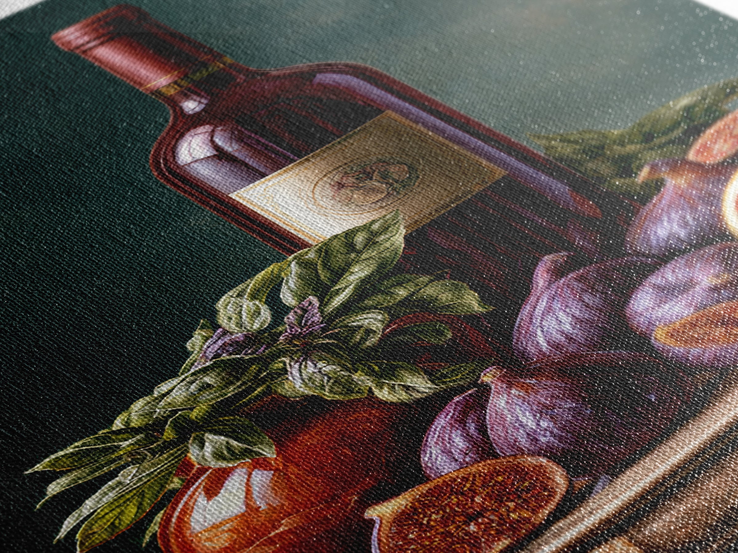 Wine Bottle and Figs Canvas Print, Restaurant Art, Canvas Wall Art, Restaurant Decor, Fine Art, Bistro, Bedroom Wall Art, RES-2x3-9