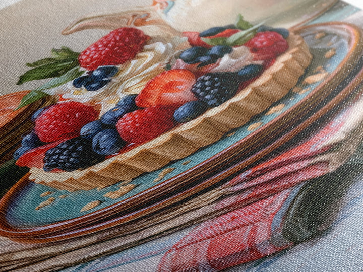 Dessert Tart with Berries and Cream Canvas Print, Restaurant Art, Living Room Decor, Restaurant Decor, Fine Art, Bistro, RES-2x3-96