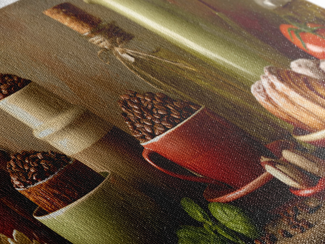 Coffee Beans and Pastry Arrangement Canvas Print, Restaurant Art, Modern Decor, Restaurant Decor, Fine Art, Bistro, Poster, RES-3x1-14