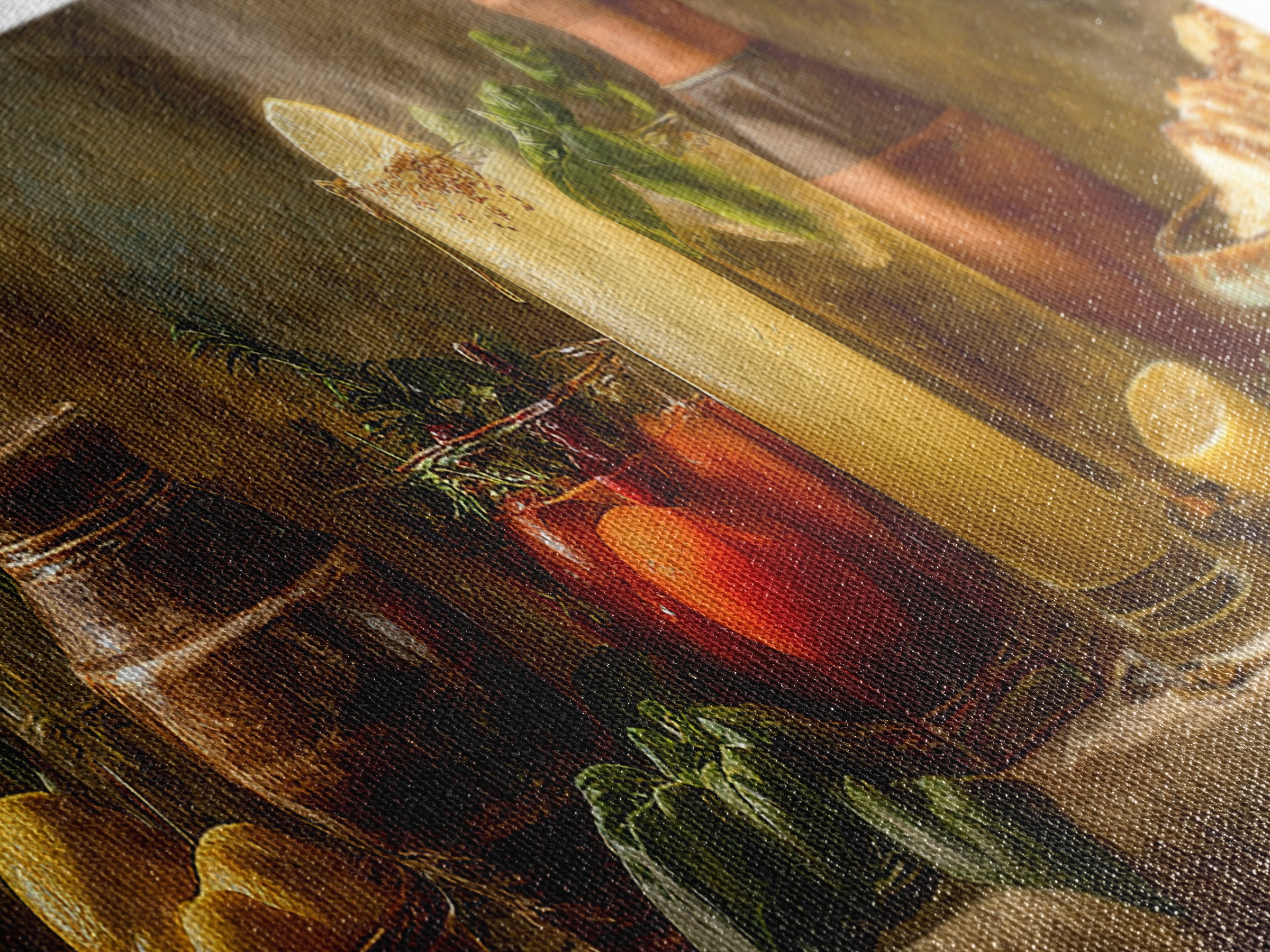 Cocktail and Citrus Bar Composition Framed Canvas Print, Restaurant Art, Textured Painting, Restaurant Decor, Fine Art, Bistro, RES-3x1-27