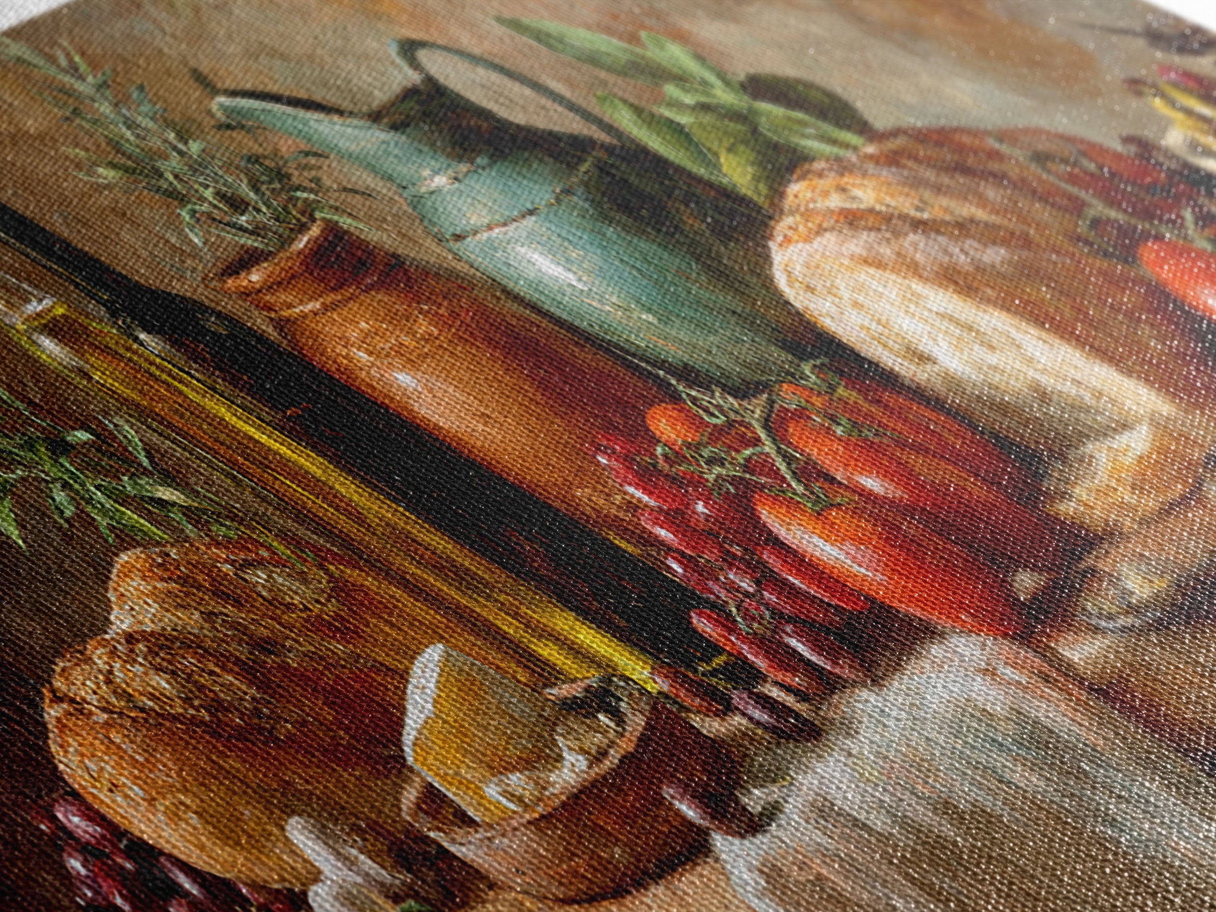 Mediterranean Olives Bread and Cheese Board Canvas Print, Restaurant Art, Watercolor Art, Restaurant Decor, Abstract Art, RES-3x1-49