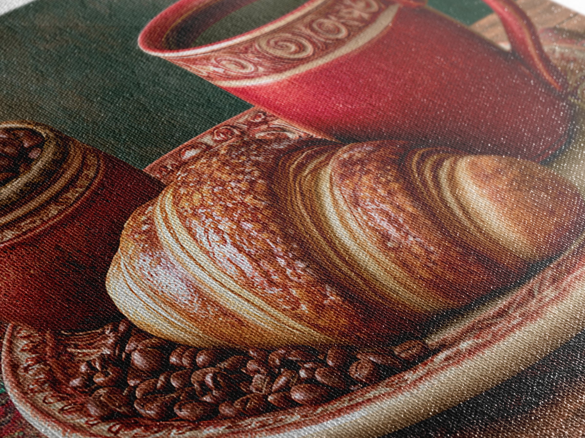 Coffee Beans and Pastry Arrangement Framed Canvas Print, Restaurant Art, Canvas Wall Art, Restaurant Decor, Fine Art, Bistro, RES-3x2-2