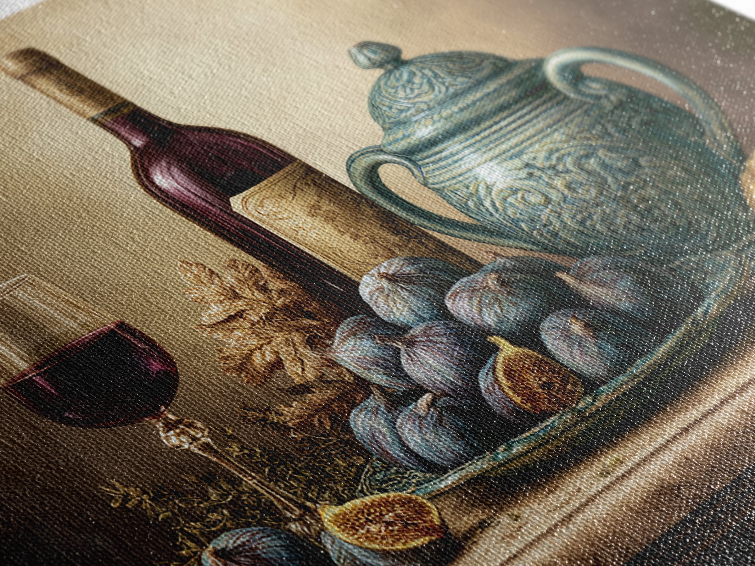 Wine Bottle and Figs Canvas Print, Restaurant Art, Modern Decor, Restaurant Decor, Fine Art, Bistro, Poster, Wall Decor, RES-3x2-29