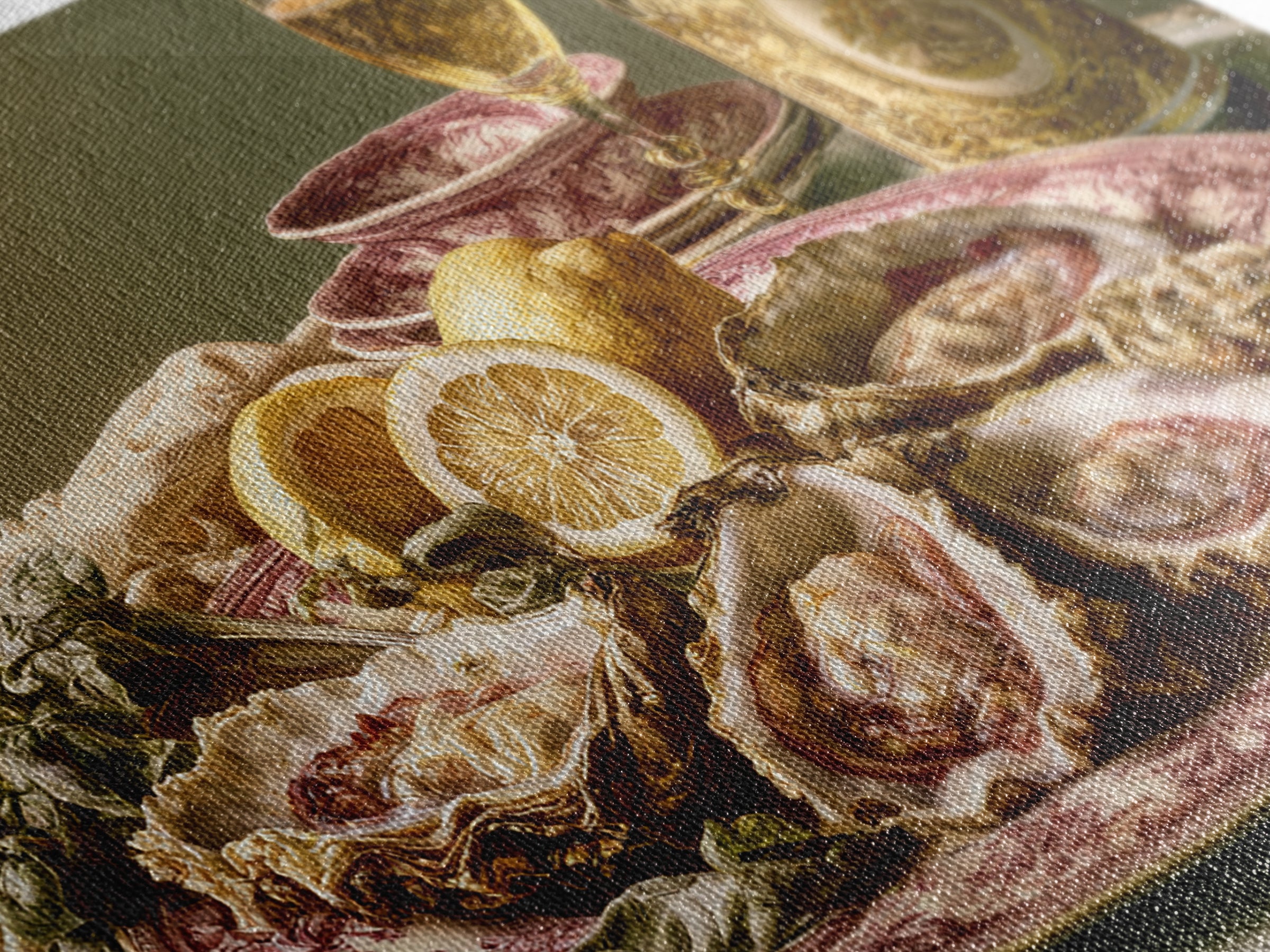 Oyster Platter with Lemons and Champagne Framed Canvas Print, Restaurant Art, Statement Artwork, Restaurant Decor, Bistro, RES-3x2-31