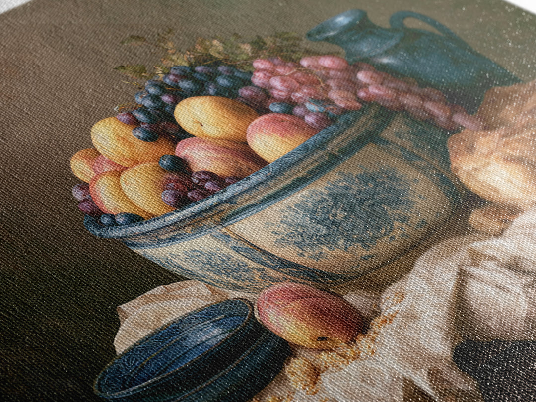 Classic Fruit Bowl Canvas Print, Restaurant Art, Stained Glass Art, Restaurant Decor, Fine Art, Bistro, Textured Painting, RES-3x2-32
