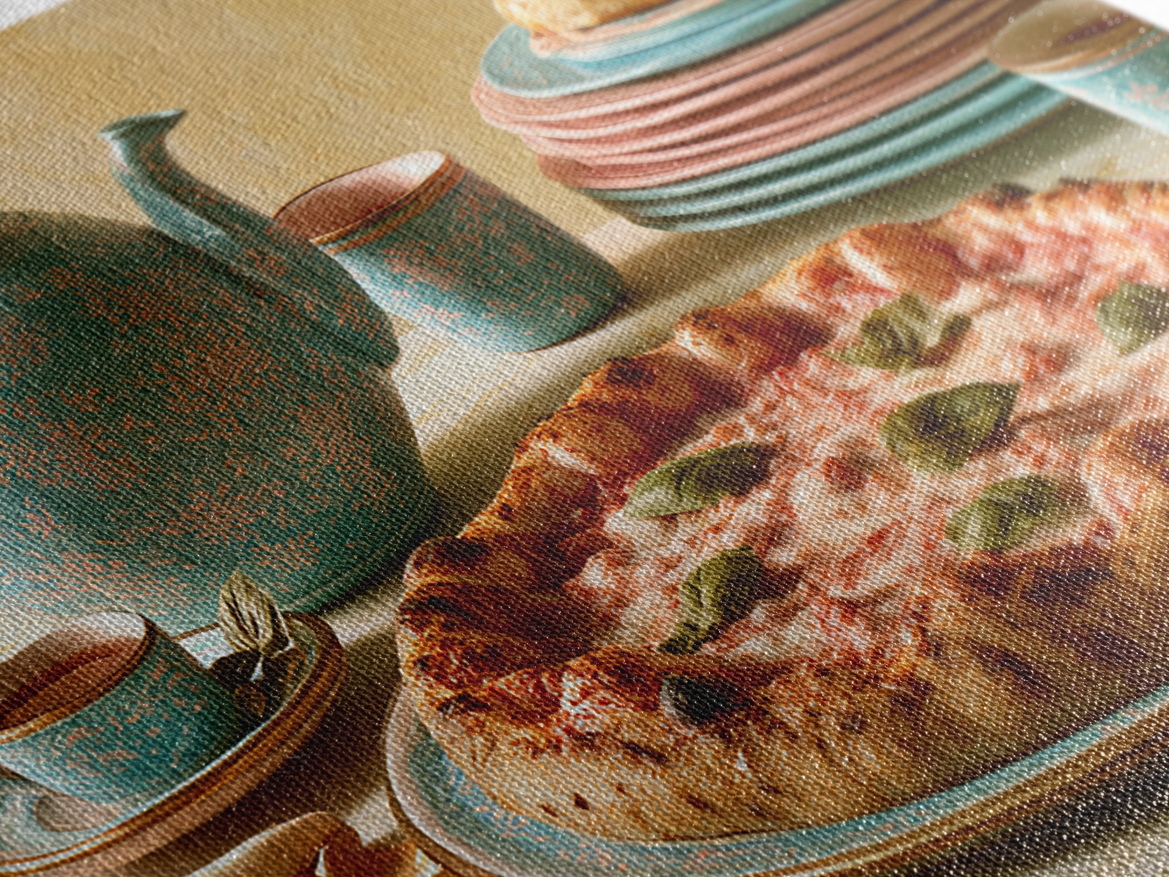 Pizzeria Tomato Basil and Mozzarella Still Life Canvas Print, Restaurant Art, Living Room Decor, Restaurant Decor, Bistro, RES-3x2-38