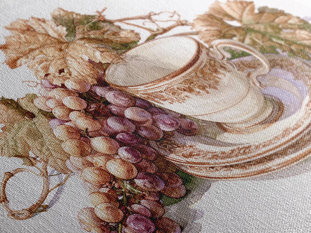 Wine Grapevine Botanical Study Canvas Print, Restaurant Art, Framed Wall Art, Restaurant Decor, Watercolor Art, Bistro, RES-3x2-67