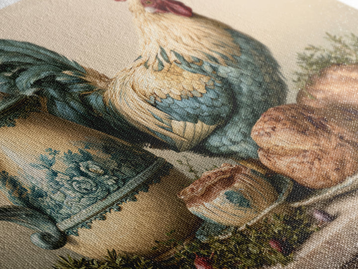 Rooster and Herbs for Farmhouse Restaurant Mood Canvas Print, Restaurant Art, Contemporary Art, Restaurant Decor, Bistro, RES-3x2-72