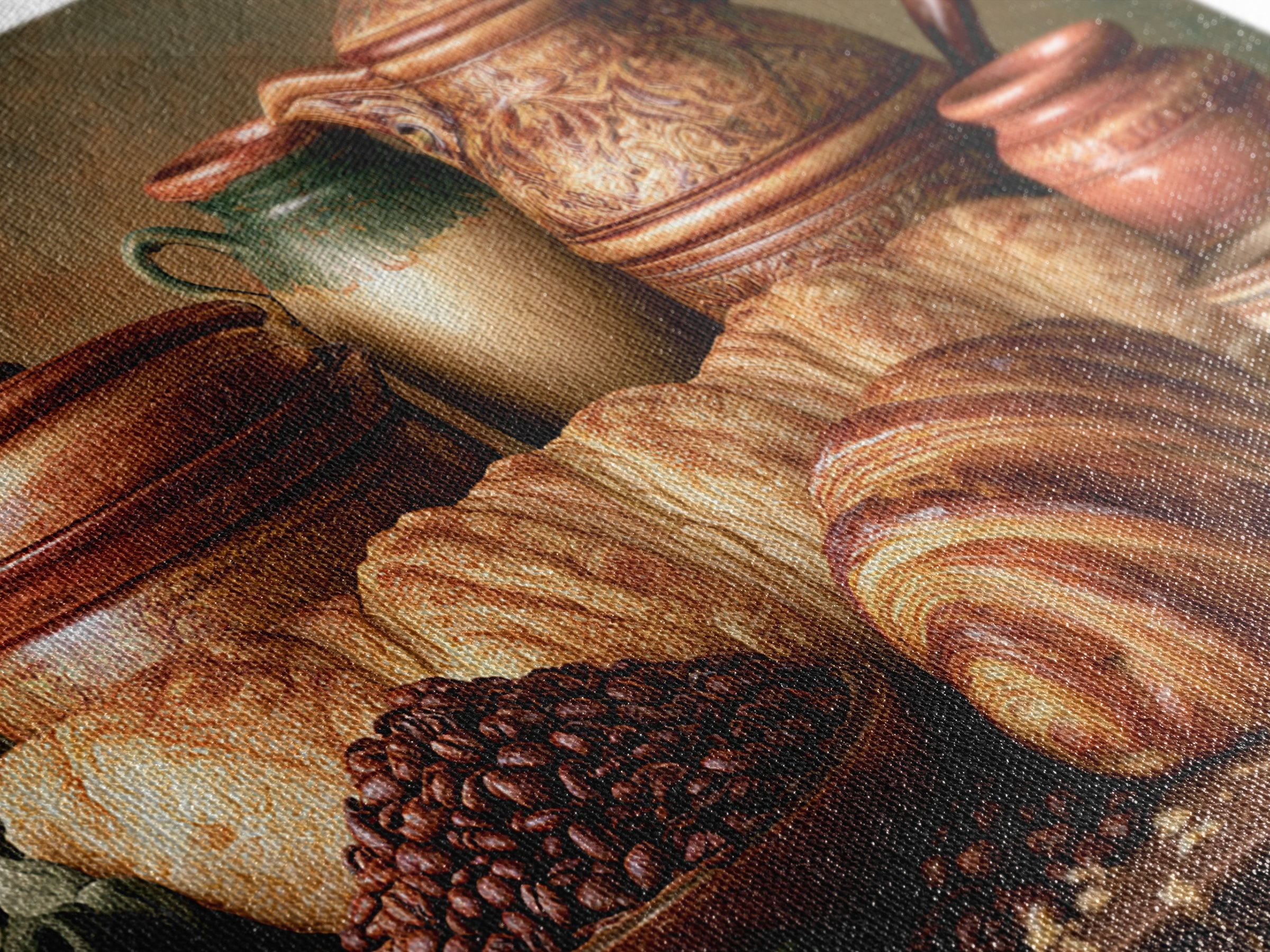 Coffee Beans and Pastry Arrangement Framed Canvas Print, Restaurant Art, Watercolor Painting, Restaurant Decor, Oil Painting, RES-3x2-74