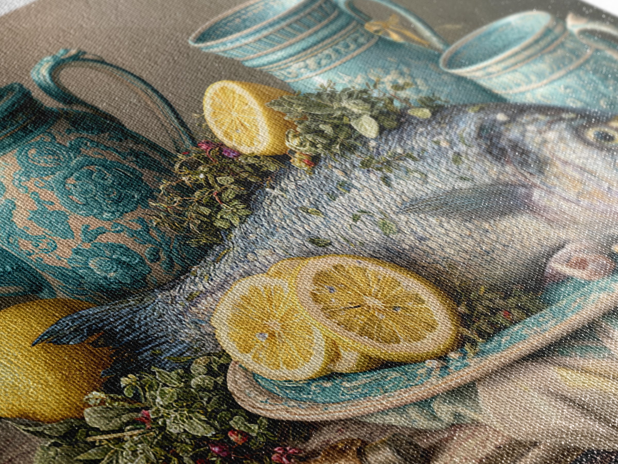 Fresh Fish with Lemon and Herbs Canvas Print, Restaurant Art, Printable Wall Art, Restaurant Decor, Fine Art, Bistro, RES-3x2-75