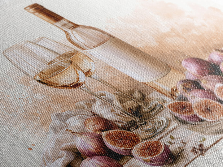 Wine Bottle and Figs Framed Canvas Print, Restaurant Art, Room Decor, Restaurant Decor, Fine Art, Bistro, Large Wall Art, RES-3x2-77