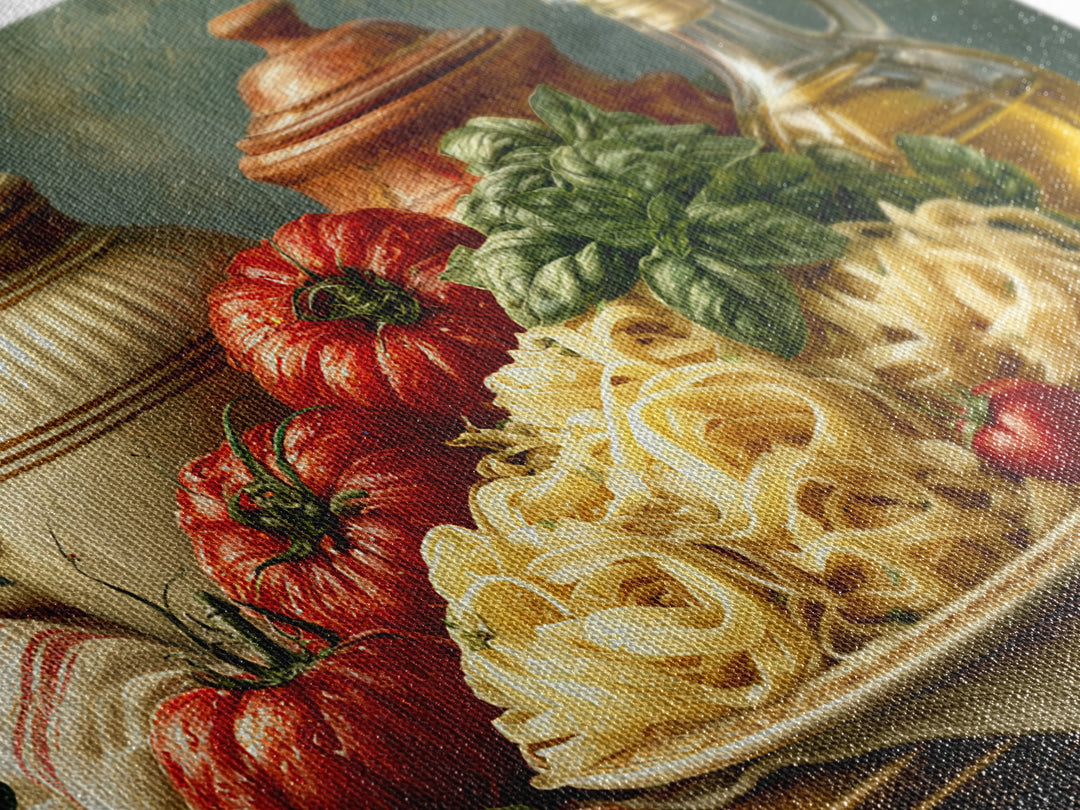 Fresh Pasta with Tomatoes and Basil Framed Canvas Print, Restaurant Art, Cool Wall Art, Restaurant Decor, Fine Art, Bistro, RES-3x2-78