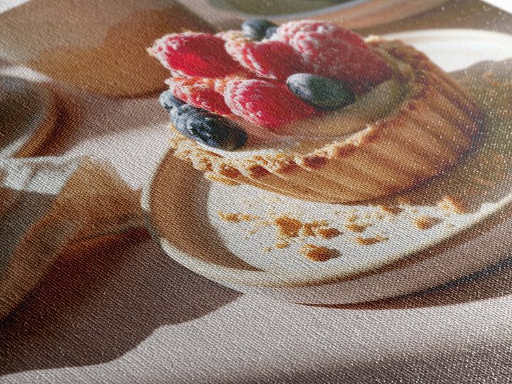 Dessert Tart with Berries and Cream Framed Canvas Print, Restaurant Art, Art Print, Restaurant Decor, Fine Art, Bistro, RES-3x2-92