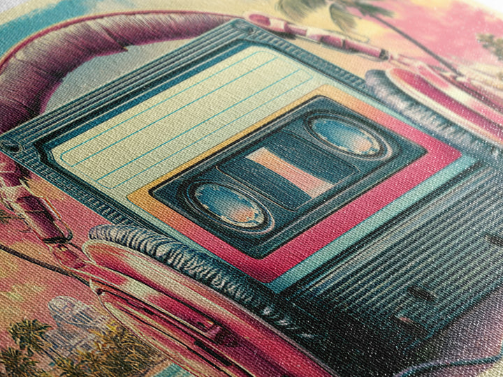Cassette Tape and Headphones Graphic Canvas Print, Retro Art, Posters, Living Room Decor, Watercolor Art, Retro, Printable Art, RET-2x1-74