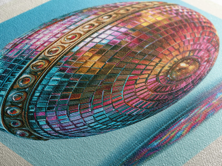 Roller Disco Ball Framed Canvas Print, Retro Art, Contemporary Art, Living Room Decor, Oil Painting, Retro, Art Deco, RET-2x3-21
