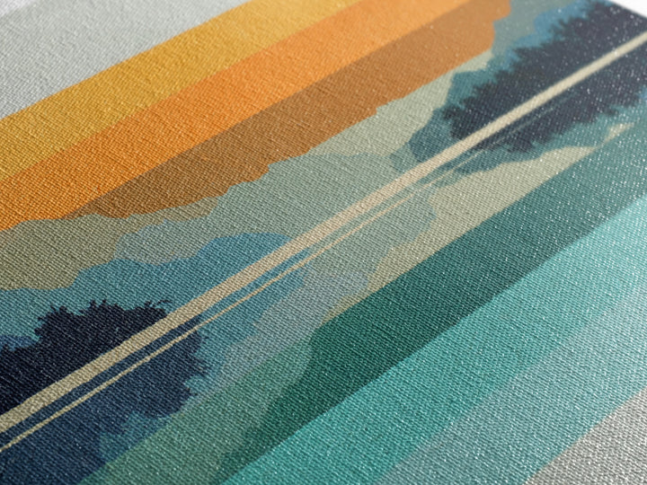 70s Sunset Stripes Framed Canvas Print, Retro Art, Wall Decor, Living Room Decor, Oil Painting, Retro, Apartment Decor, RET-3x2-55