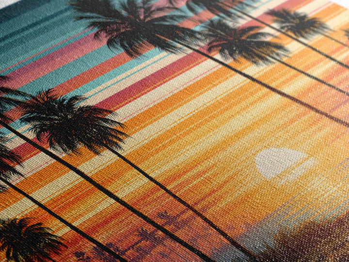 70s Sunset Stripes Framed Canvas Print, Retro Art, Bedroom Wall Art, Living Room Decor, Watercolor Art, Retro, Art Print, RET-3x2-79