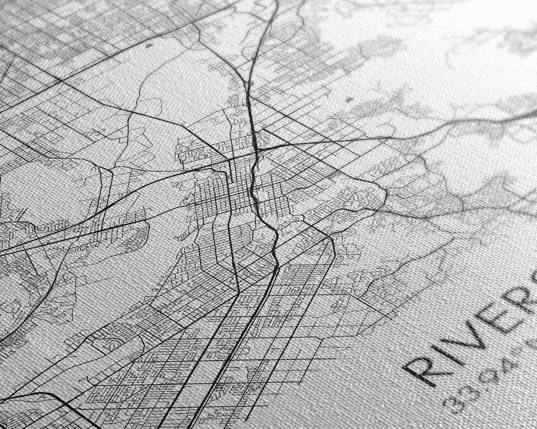 Riverside Street Map, California Map, City Map Art, Minimalist Art, Wall Art, Canvas Print, Unique Wall Décor, Boyfriend Gift, Travel Art