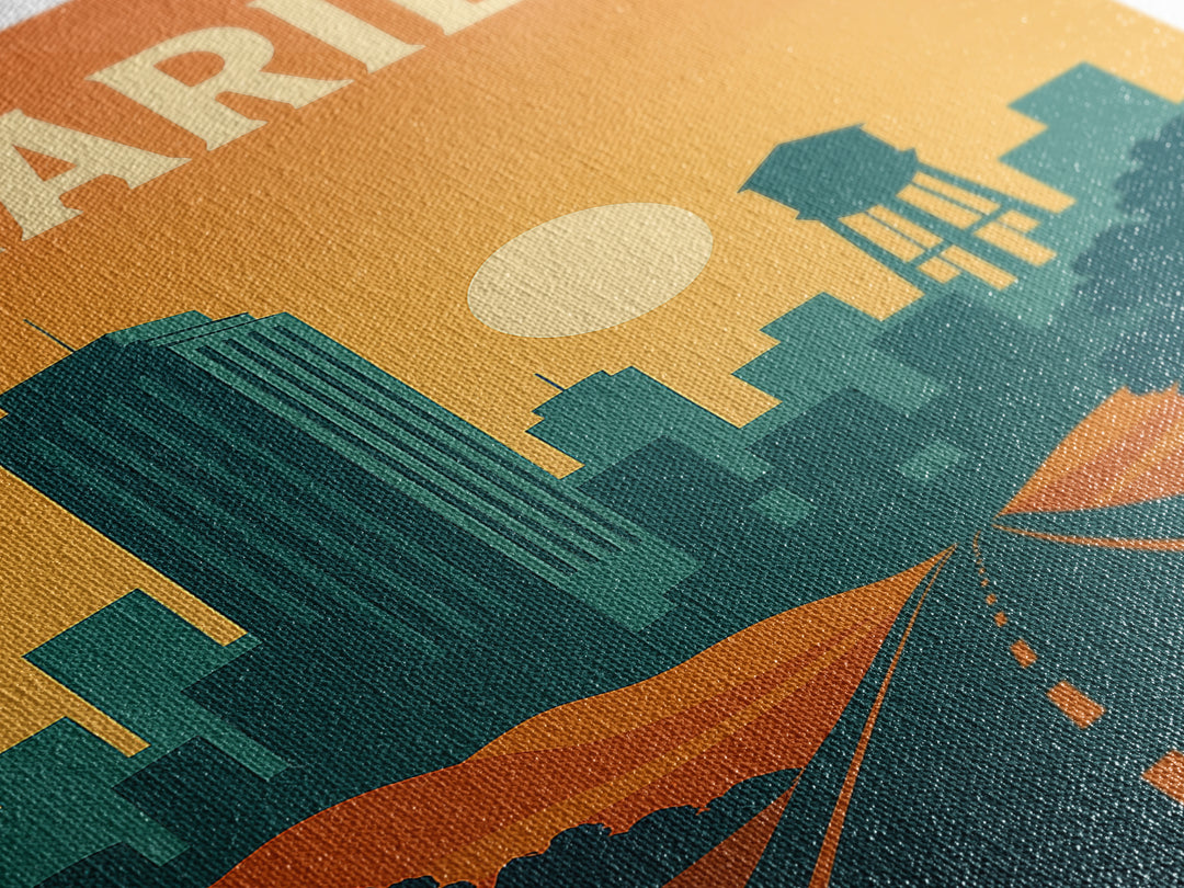 Amarillo Travel Poster, Canvas Print, Classic Travel Poster Art, Amarillo Art Print, Modern Wall Decor, Fine Art Print, Mid Century Wall Art