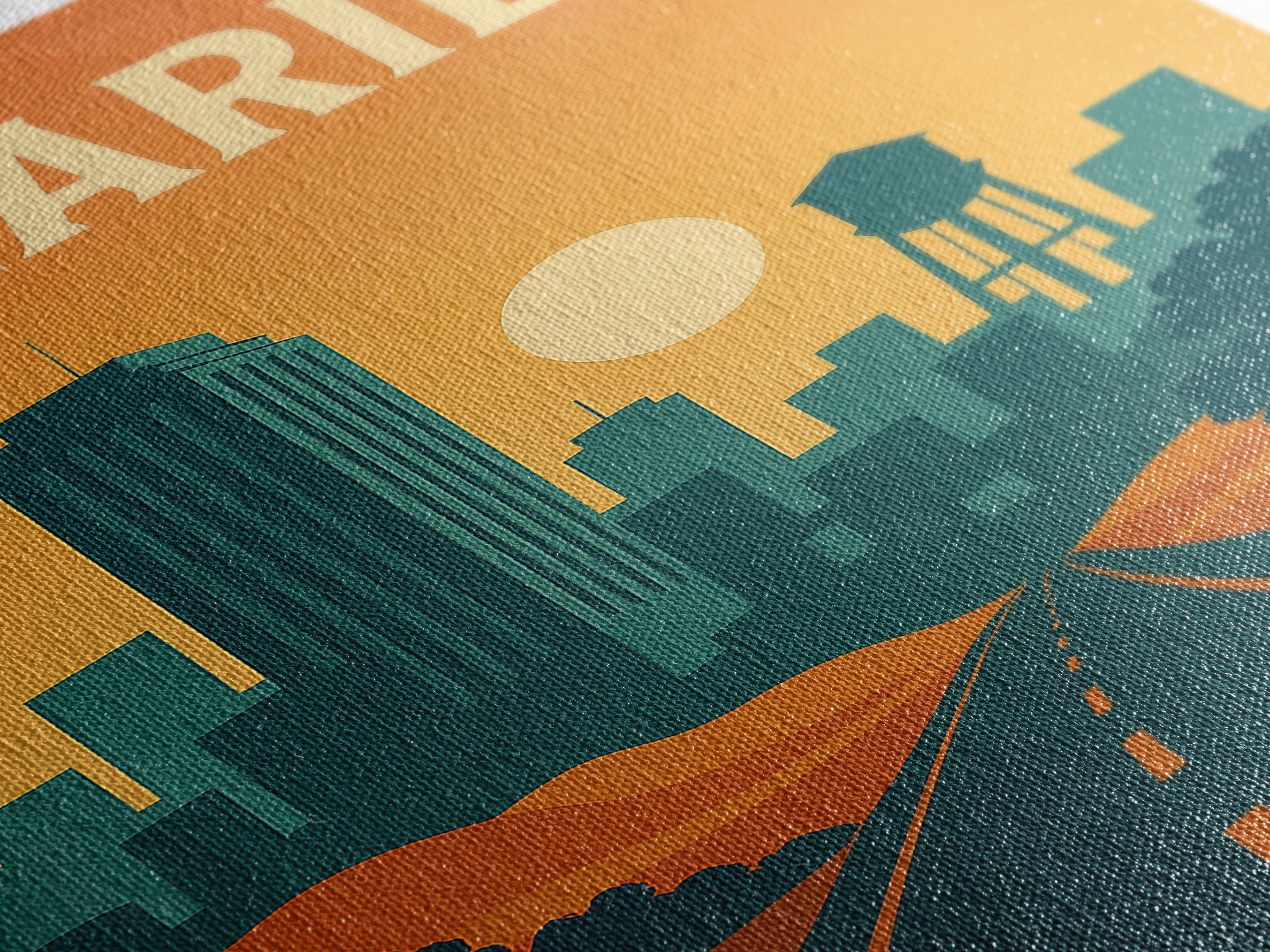 Amarillo Travel Poster, Canvas Print, Classic Travel Poster Art, Amarillo Art Print, Modern Wall Decor, Fine Art Print, Mid Century Wall Art