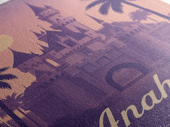 Anaheim Travel Poster, Framed Canvas Print, Mid Century City Wall Art, Anaheim Travel Art, Living Room Wall Art, Vintage City Art