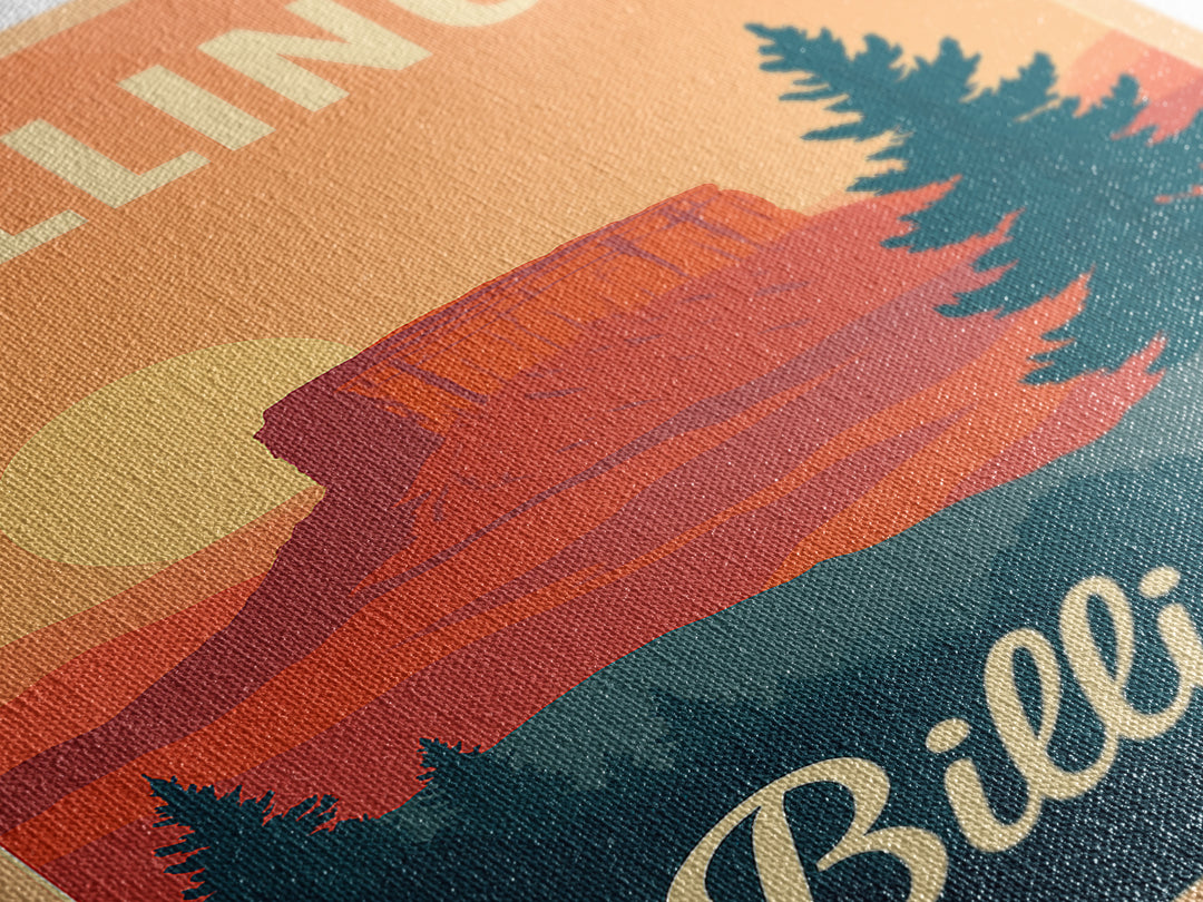 Billings Montana Travel Poster, Canvas Print, Classic Poster Art, Billings Travel Art, Travel Art Print, Mid Century Wall Art, Wall Art
