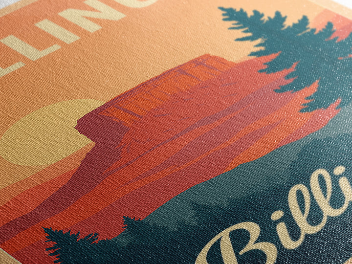 Billings Montana Travel Poster, Canvas Print, Classic Poster Art, Billings Travel Art, Travel Art Print, Mid Century Wall Art, Wall Art