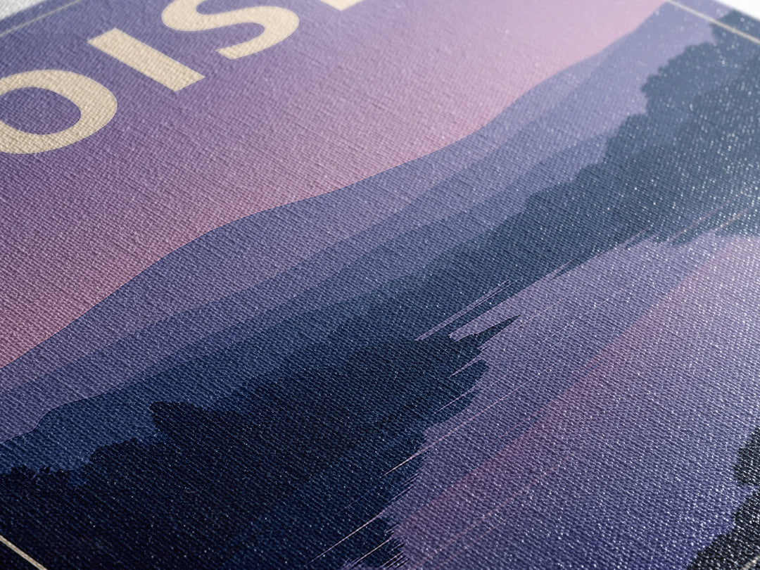 Boise Idaho Travel Poster, Canvas Print, Retro Sunset Skyline Art, Boise Art Print, Wall Decor, Mid Century Wall Art, Travel Poster Art
