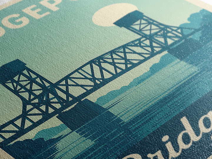 Bridgeport Connecticut Travel Poster, Canvas Print, Retro Sunset Skyline Art, Bridgeport Wall Art, City Travel Prints, Travel Poster Art