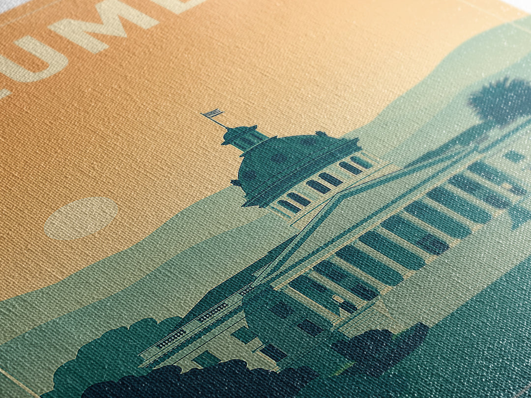 Columbia Travel Poster, Framed Canvas Print, Classic Travel Poster Art, Columbia City Art, Gift For Travelers, Travel Wall Decor