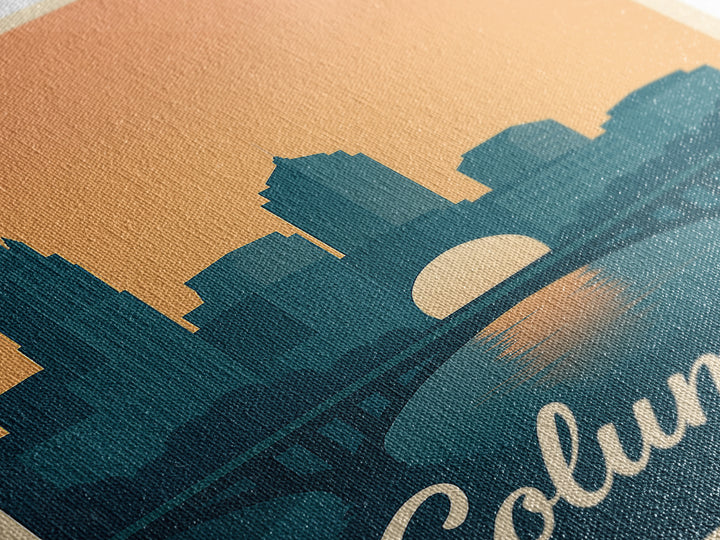 Columbus Travel Poster, Canvas Print, Vintage Travel Poster Art, Columbus Travel Art, Living Room Wall Art, Vintage Travel Art