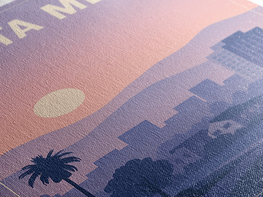 Costa Mesa California Travel Poster, Canvas Print, Mid Century City Wall Art, Costa Mesa City Art, Art Print, Watercolor Downtown Skyline