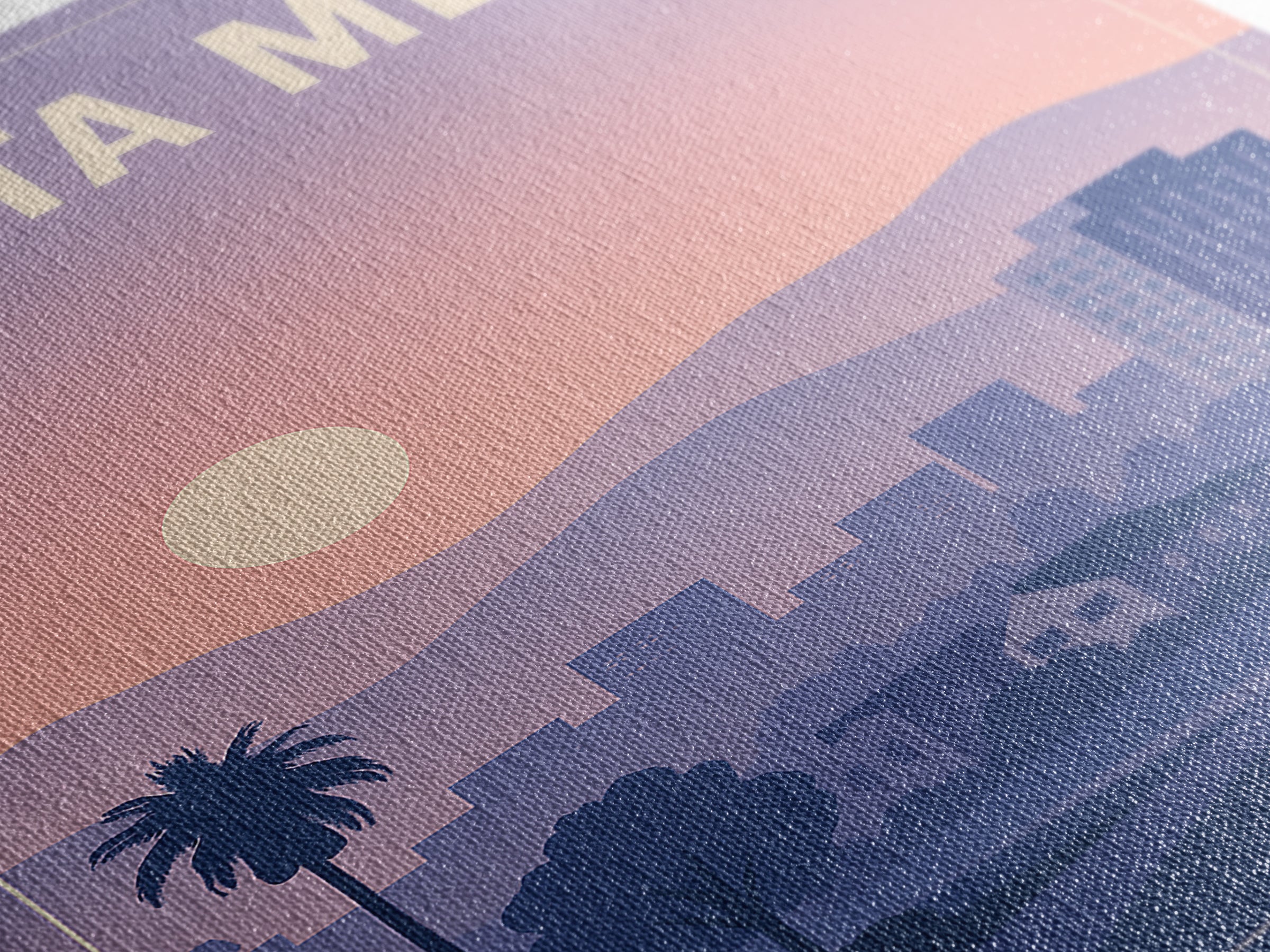 Costa Mesa California Travel Poster, Canvas Print, Mid Century City Wall Art, Costa Mesa City Art, Art Print, Watercolor Downtown Skyline