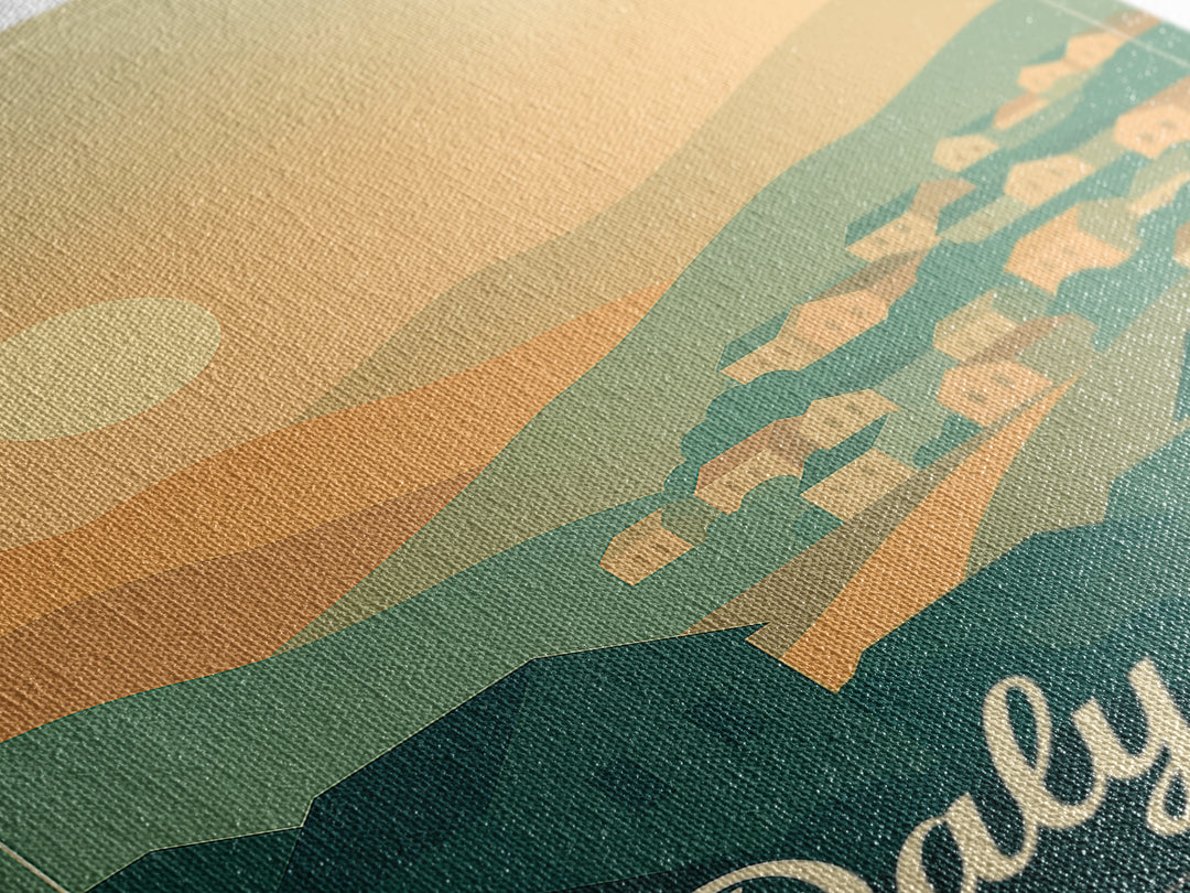 Daly City California Travel Poster, Canvas Print, Retro Sunset Skyline Art, Daly City Art Print, Gift For Travelers, Living Room Wall Art