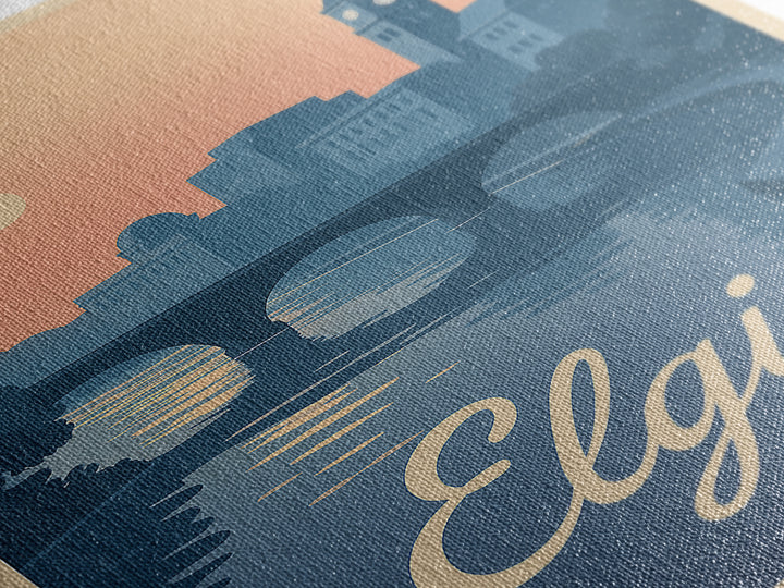 Elgin Travel Poster, Canvas Print, Vintage Travel Poster Art, Elgin Travel Art, Vintage Travel Print, City Travel Prints, Vintage Travel Art