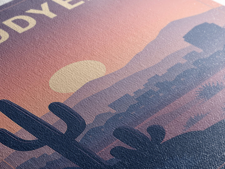 Goodyear Arizona Travel Poster, Canvas Print, Retro Sunset Skyline Art, Goodyear City Art, Wanderlust Decor, Fine Art Print, City Art Print
