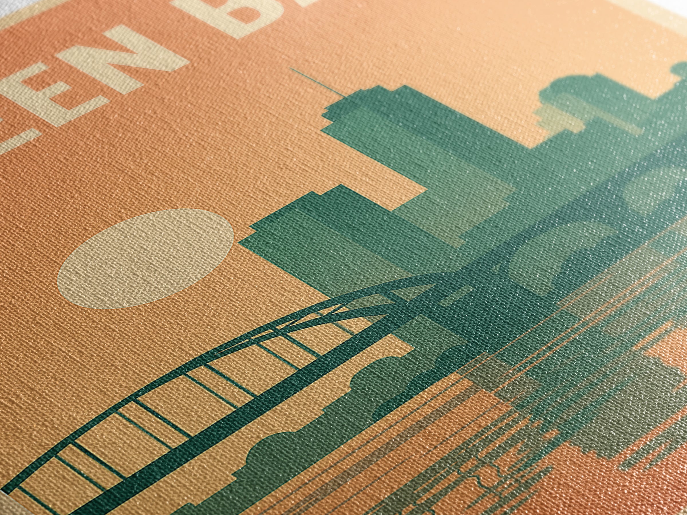 Green Bay Travel Poster, Canvas Print, Retro Sunset Skyline Art, Green Bay Wall Art, Gift For Travelers, Home Office Decor, Home Decor