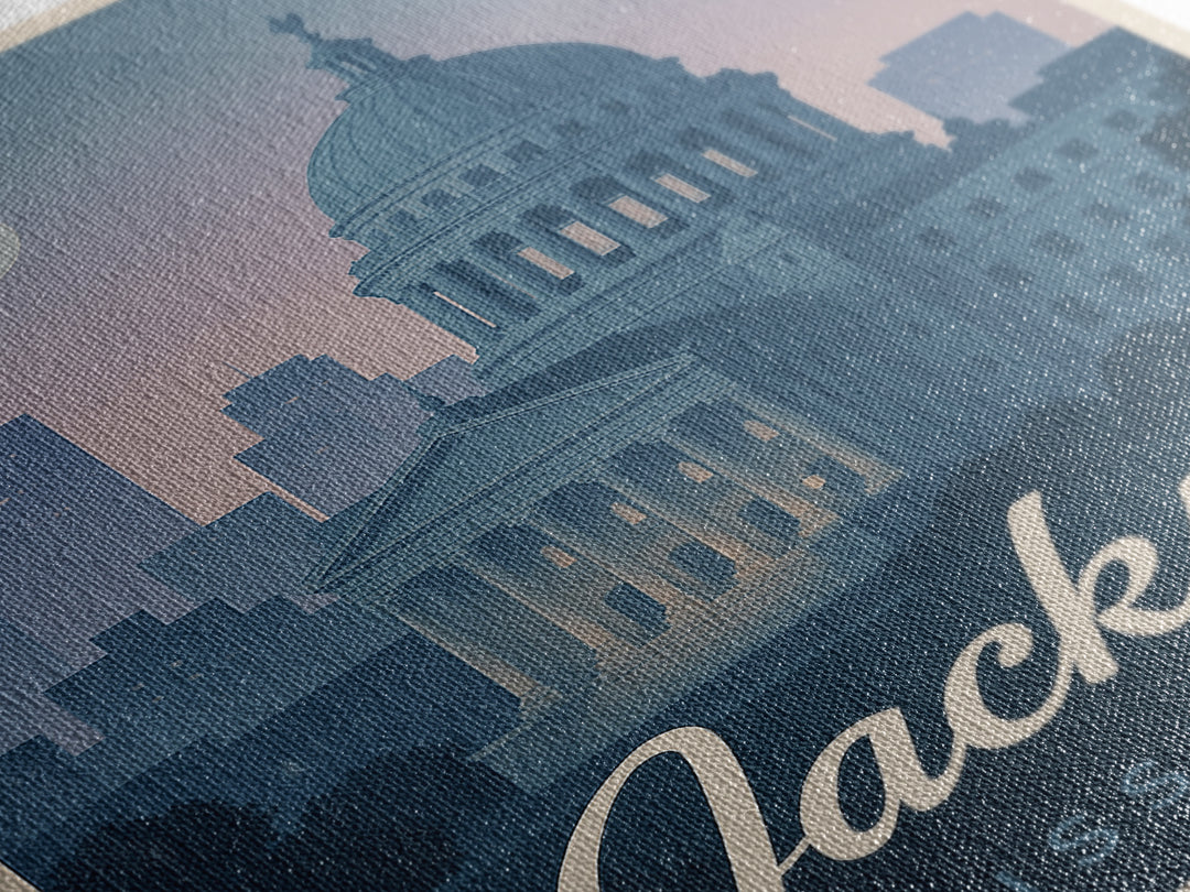 Jackson Travel Poster, Canvas Print, Mid Century City Wall Art, Jackson Wall Art, Travel Wall Art, Gift For Travelers, Travel Art Print