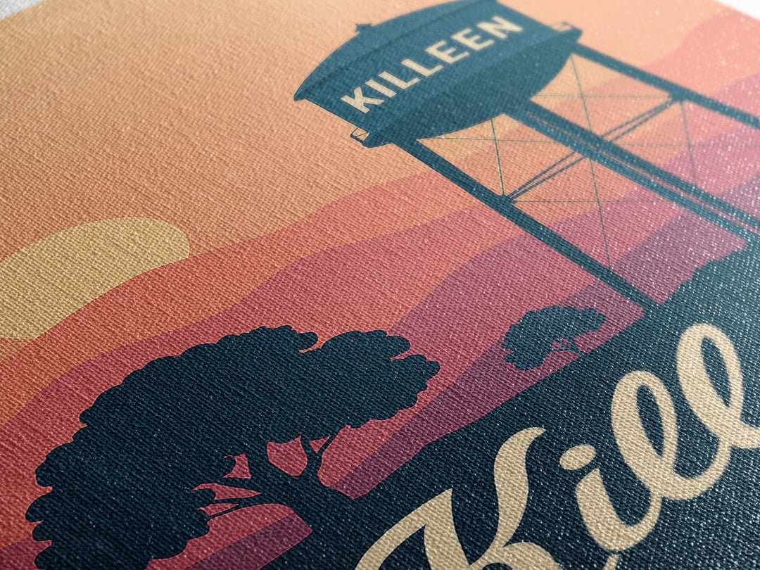 Killeen Texas Travel Poster, Canvas Print, Mid Century City Wall Art, Killeen Art Print, Modern Wall Decor, Travel Poster Art, Wall Decor