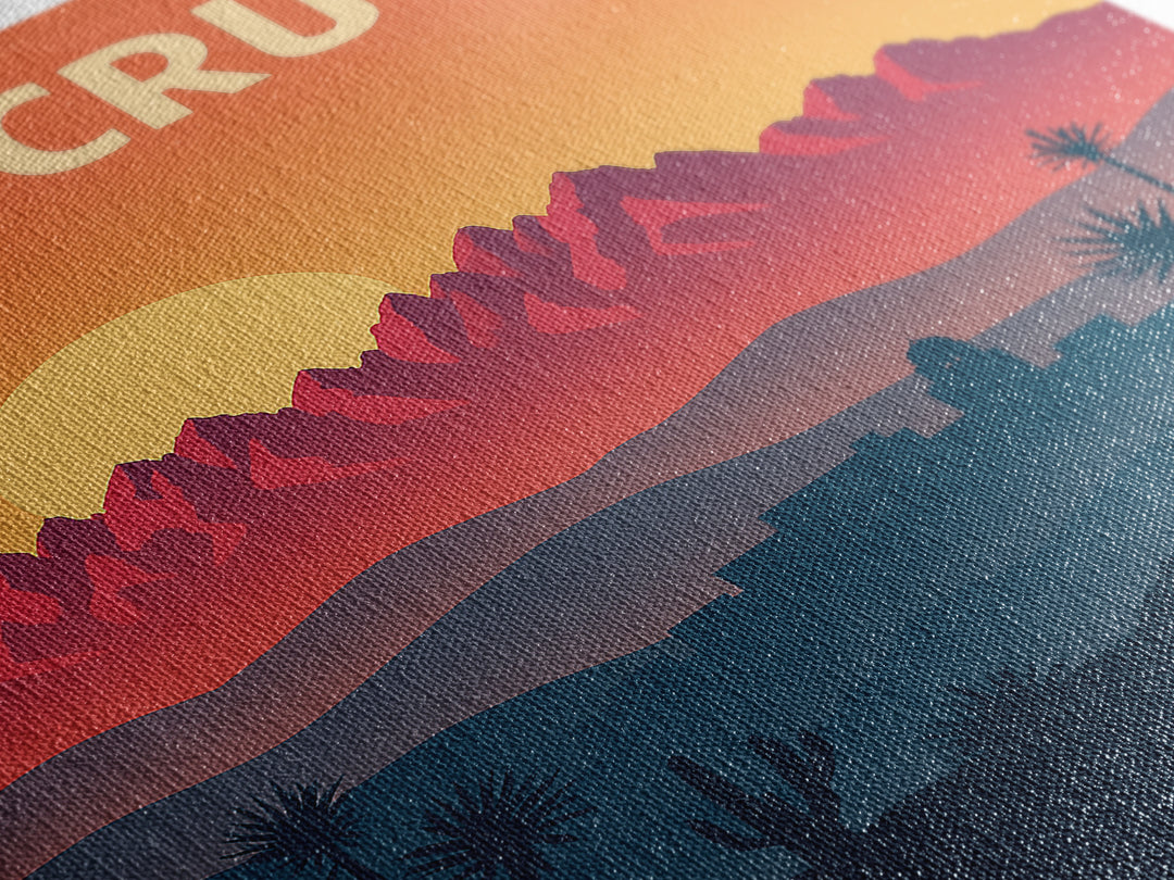 Las Cruces Travel Poster, Canvas Print, Retro Sunset Skyline Art, Las Cruces Poster Print, Mid Century Wall Art, Eclectic Wall Decor