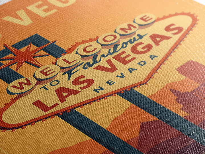 Las Vegas Nevada Travel Poster, Canvas Print, Retro Sunset Skyline Art, Las Vegas Travel Art, Travel Art Print, Mid Century Wall Art