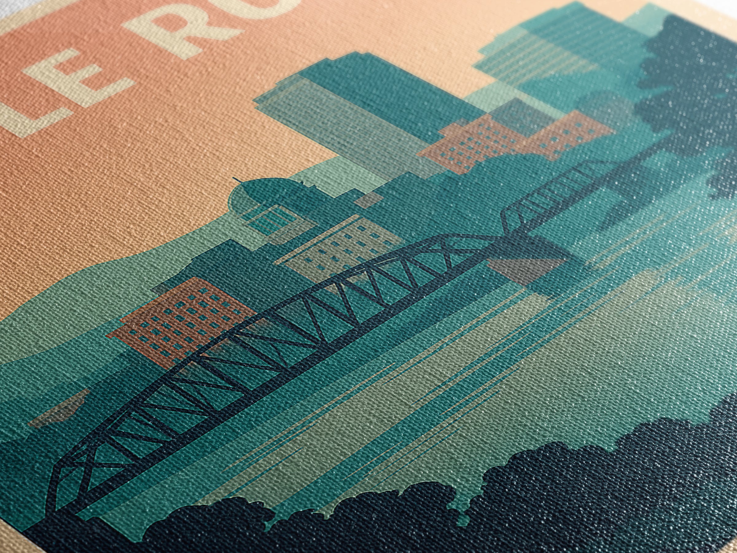 Little Rock Arkansas Travel Poster, Canvas Print, Retro Sunset Skyline Art, Little Rock City Art, Home Office Decor, Retro Travel Print