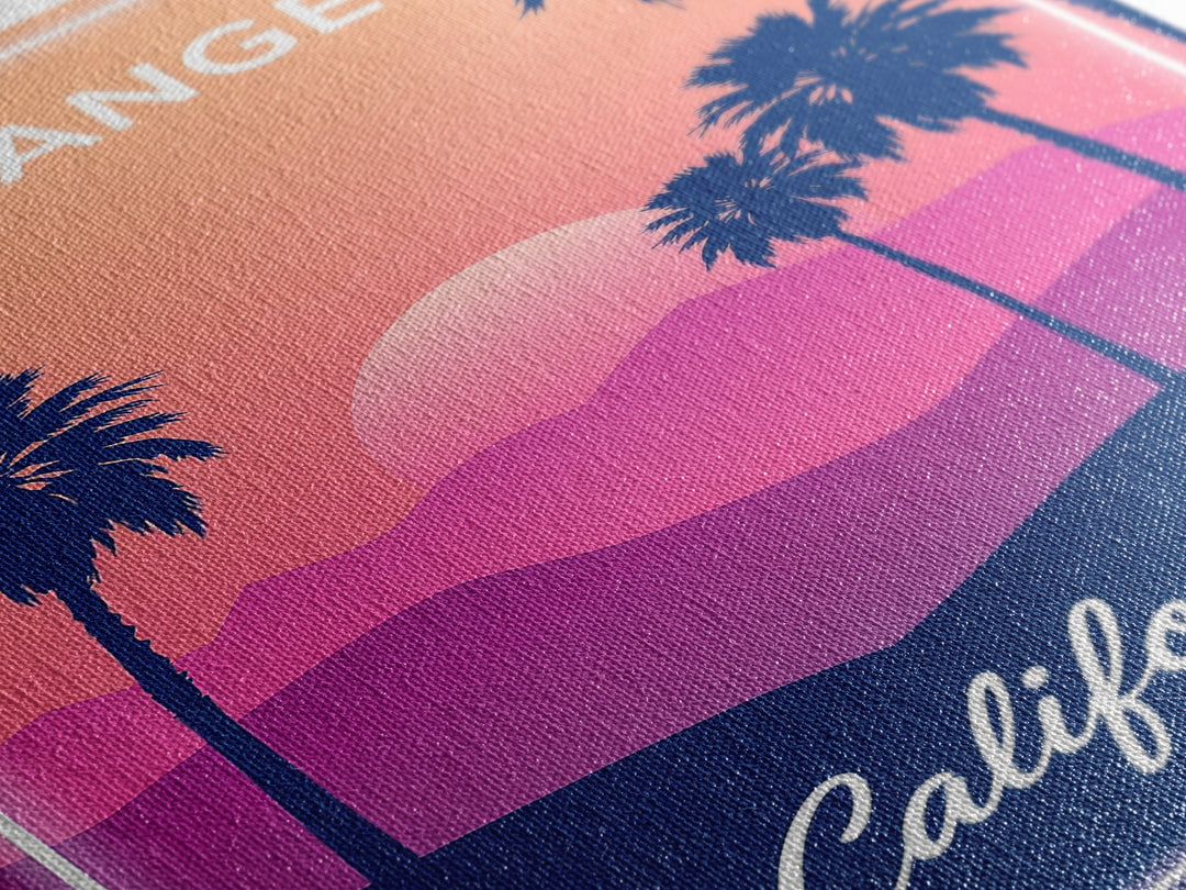 Los Angeles Travel Poster, Framed Canvas Print, Retro Sunset Skyline Art, Los Angeles Travel Art, Retro Travel Print, City Travel Prints