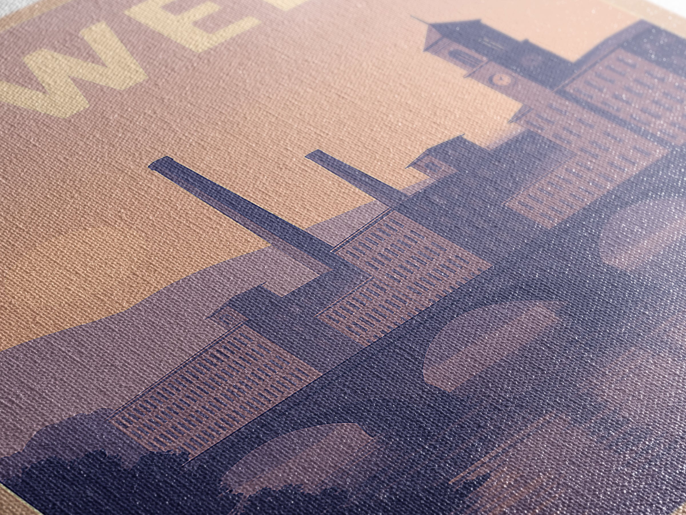 Lowell Massachusetts Travel Poster, Canvas Print, Retro Sunset Skyline Art, Lowell Travel Art, Poster Art, Fine Art Print, Travel Wall Art