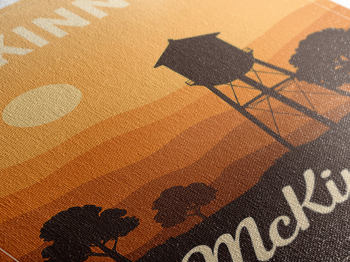 Mckinney Texas Travel Poster, Canvas Print, Retro Sunset Skyline Art, Mckinney Travel Art, Vintage Travel Art, Vintage Travel Print