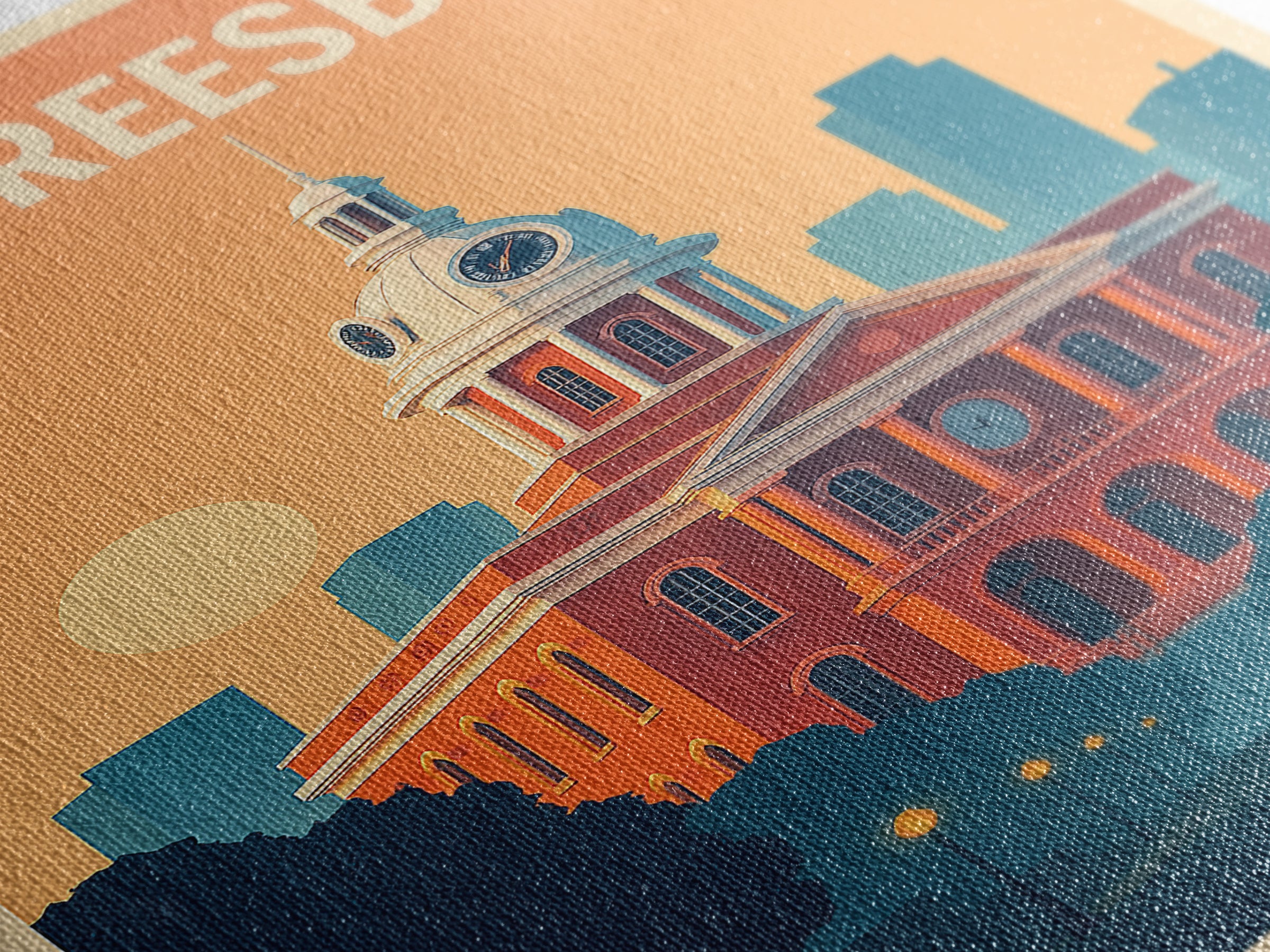 Murfreesboro Travel Poster, Canvas Print, Retro Sunset Skyline Art, Murfreesboro Poster Print, Fine Art Print, Travel Wall Decor