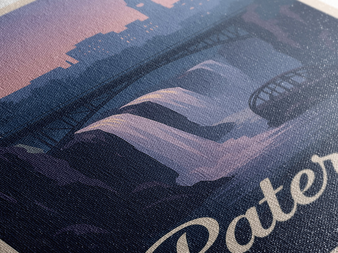 Paterson Travel Poster, Framed Canvas Print, Mid Century City Wall Art, Paterson Poster Print, Travel Poster Set, Gift For Travelers