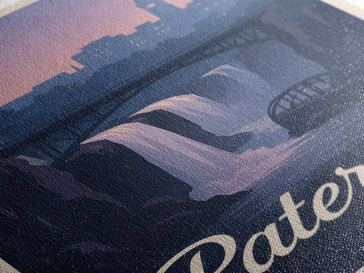 Paterson Travel Poster, Framed Canvas Print, Mid Century City Wall Art, Paterson Poster Print, Travel Poster Set, Gift For Travelers