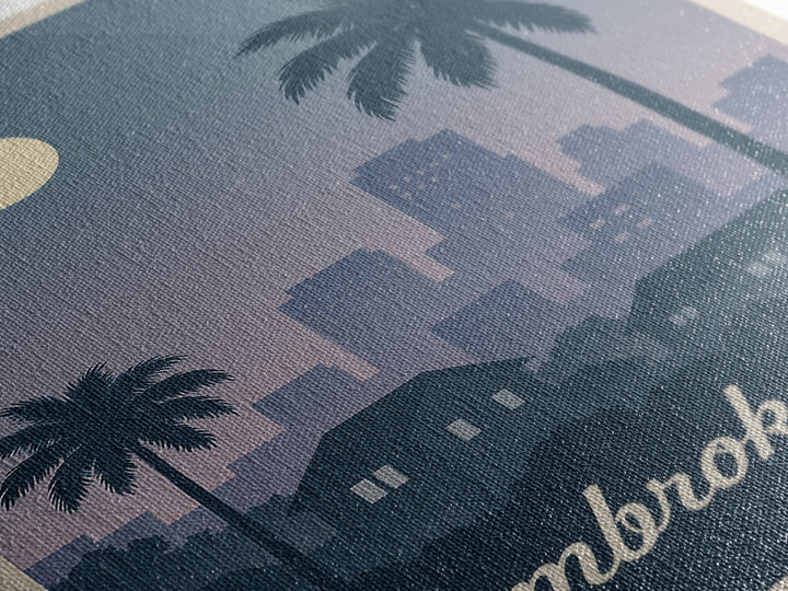 Pembroke Pines Florida Travel Poster, Canvas Print, Retro Sunset Skyline Art, Pembroke Pines Art Print, Wanderlust Decor, Modern Wall Decor